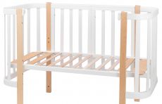 Ліжечко Babyroom Місяць білий - натуральний, 120x60 см, 4 рівні, матеріал вільха/бук